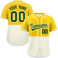 Gold White Half Stripe Authentic Baseball Jersey