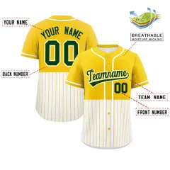 Gold White Half Stripe Authentic Baseball Jersey 2