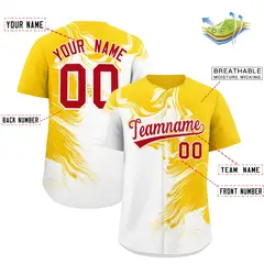 Gold White Ink Pattern Authentic Baseball Jersey 2