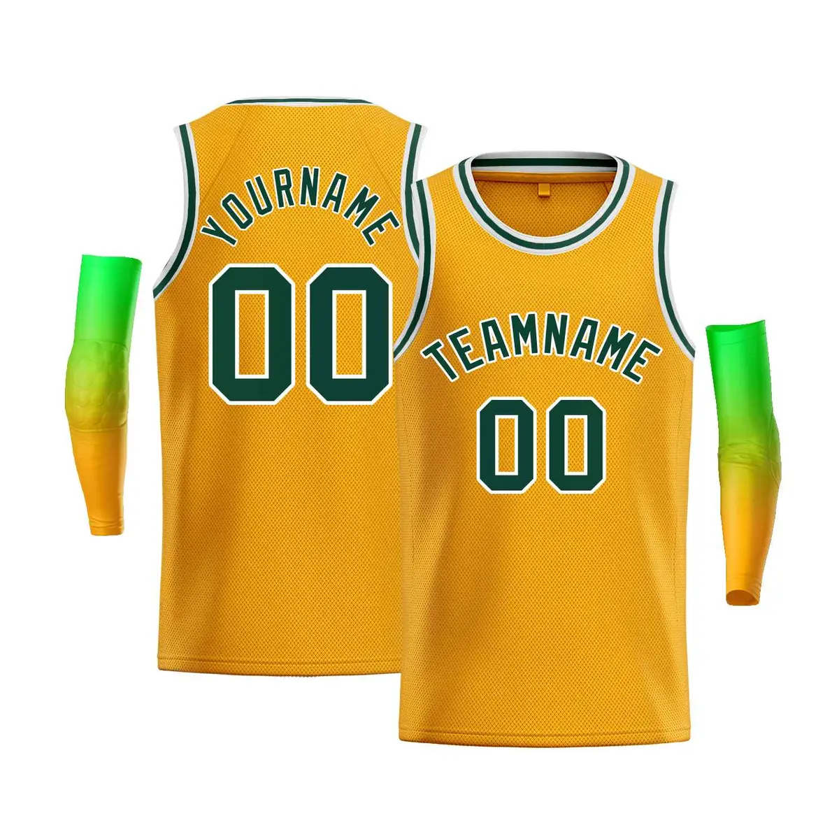 Gold White-Kelly Green Classic Bull Men's Basketball Jersey