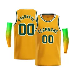 Gold White-Kelly Green Classic Bull Men's Basketball Jersey 1