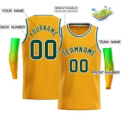 Gold White-Kelly Green Classic Bull Men's Basketball Jersey 2