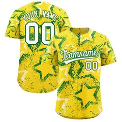 Gold White Kelly Green Graffiti Star Ink Baseball Jersey 1