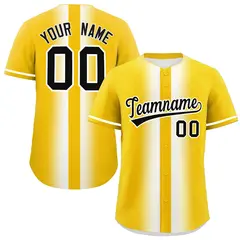 Gold White Lapel Gradient Fashion Baseball Jersey