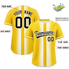 Gold White Lapel Gradient Fashion Baseball Jersey 2