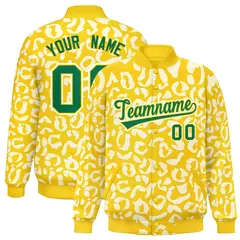Gold White Leopard Graffiti Varsity Letterman Jacket 1