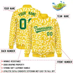 Gold White Leopard Graffiti Varsity Letterman Jacket 2