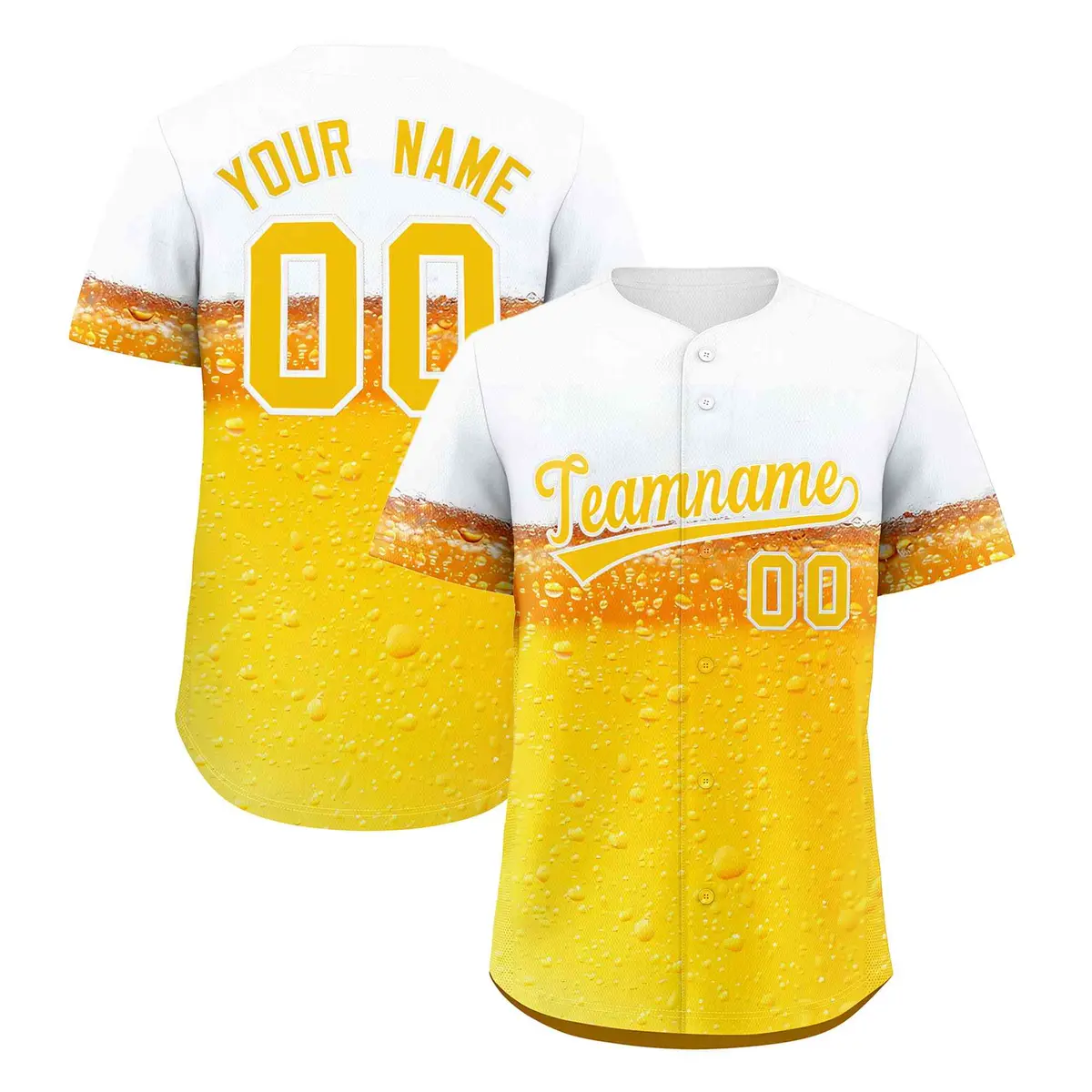 Gold White National Beer Day Beer Pattern Baseball Jersey