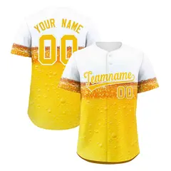 Gold White National Beer Day Beer Pattern Baseball Jersey