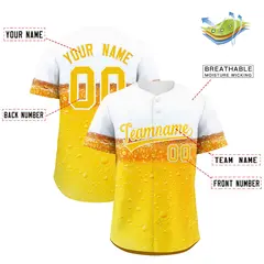 Gold White National Beer Day Beer Pattern Baseball Jersey 2