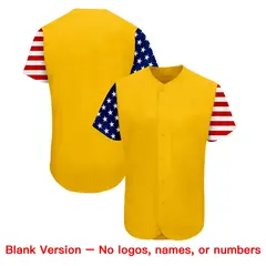 Gold White-Navy American Flag Baseball Jersey 7