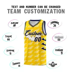 Gold White Navy Bat Pattern Halloween Basketball Jersey 4