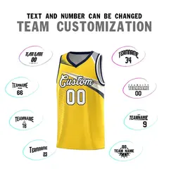Gold White-Navy Chest Color Block Basketball Jersey 4