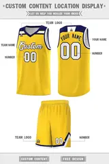 Gold White-Navy Classic Basketball Sports Uniform Jersey 2