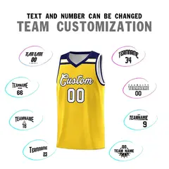 Gold White-Navy Classic Basketball Sports Uniform Jersey 3