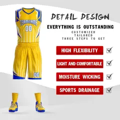 Gold White-Navy Graffiti Angular Element Basketball Jersey 2