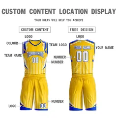 Gold White-Navy Graffiti Angular Element Basketball Jersey 3
