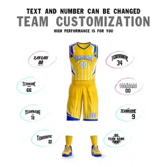 Gold White-Navy Graffiti Angular Element Basketball Jersey 4