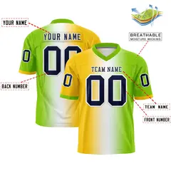 Gold White-Neon Green Gradient Football Jersey 2