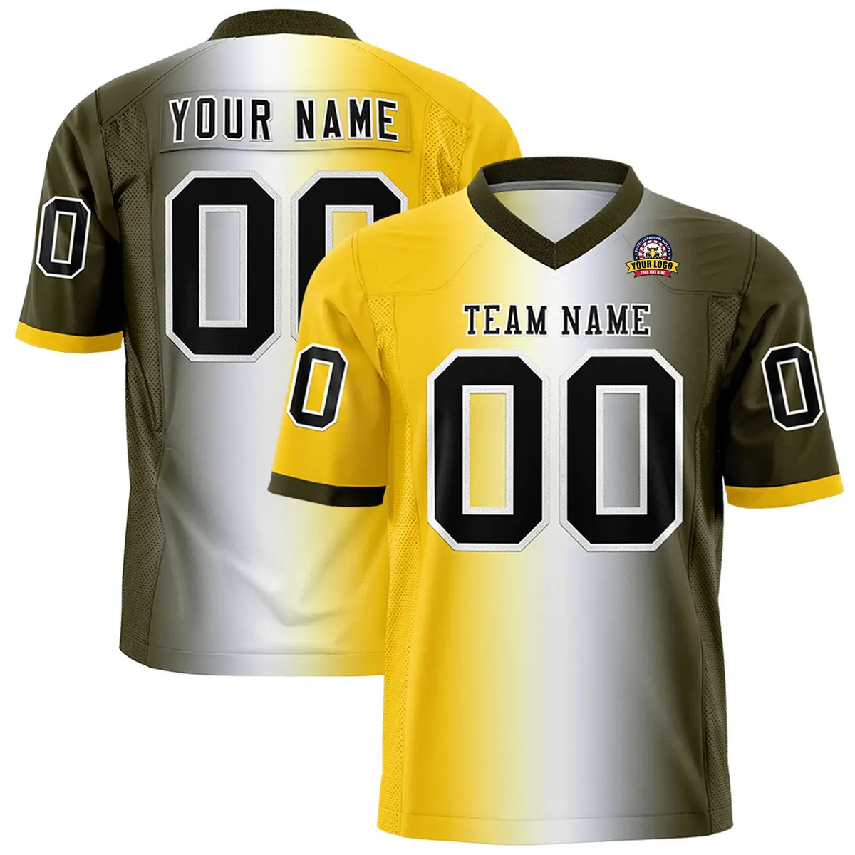 Gold White-Olive Gradient Fashion Authentic Football Jersey