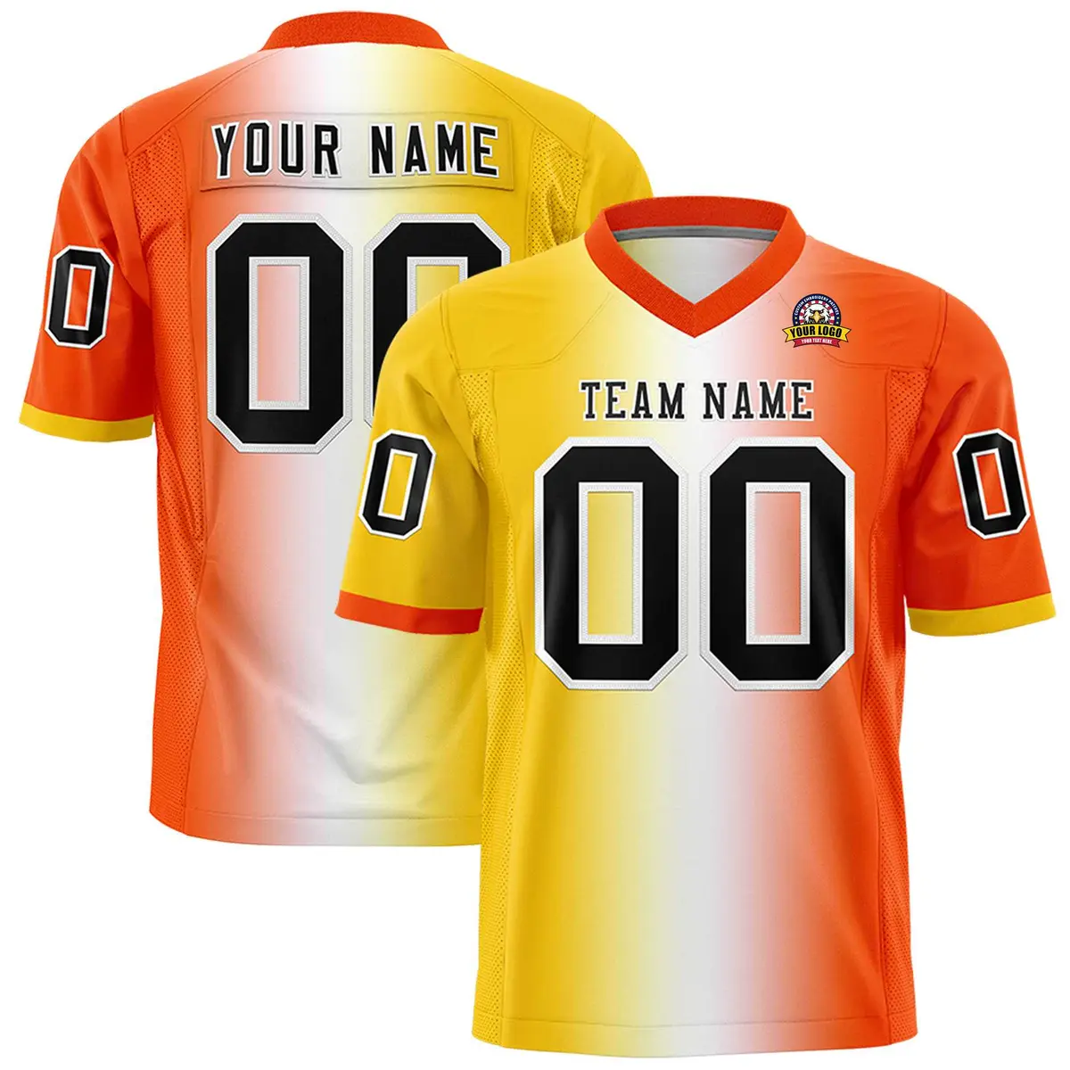 Gold White-Orange Gradient Fashion Authentic Football Jersey