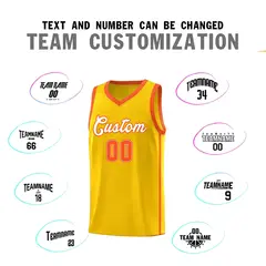 Gold White-Orange Two Bar Side Sports Basketball Jersey 4