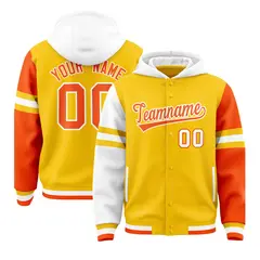 Gold White Orange Varsity Three Stripes Raglan Hoodie Jacket 1