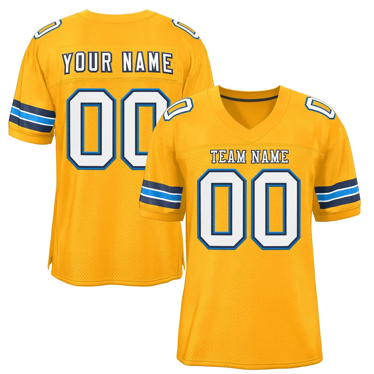Gold White-Panther Blue Classic Mesh Football Jersey