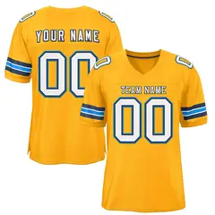 Gold White-Panther Blue Classic Mesh Football Jersey 1
