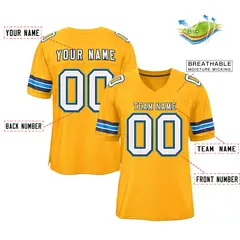 Gold White-Panther Blue Classic Mesh Football Jersey 2