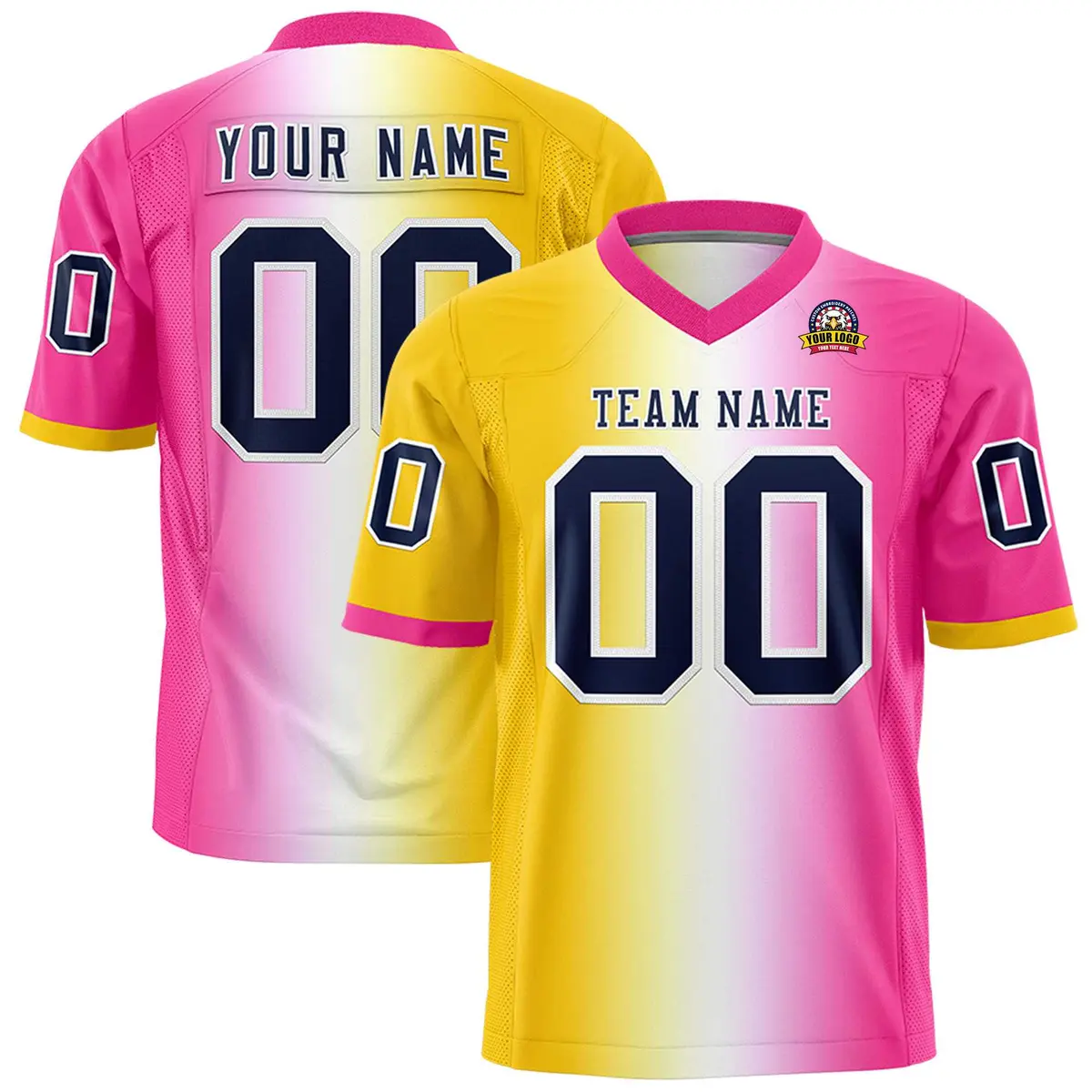 Gold White-Pink Gradient Fashion Authentic Football Jersey