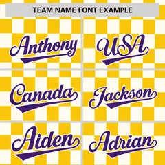Gold White Plaid Fashion Authentic Baseball Jersey 3