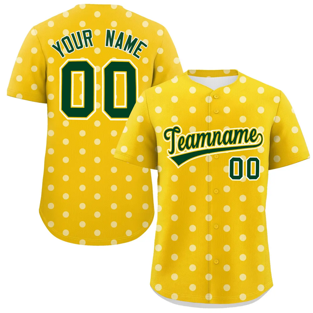 Gold White Polka Dot Graffiti Baseball Jersey