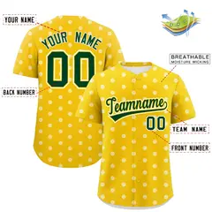 Gold White Polka Dot Graffiti Baseball Jersey 2