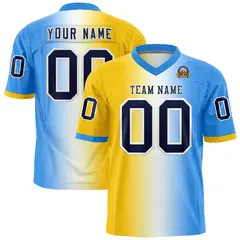 Gold White-Powder Blue Gradient Football Jersey 1
