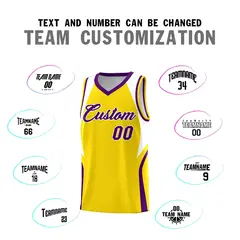 Gold White Purple Color Block Basketball Jersey 4