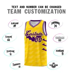 Gold White Purple Halloween Bat Pattern Basketball Jersey 4