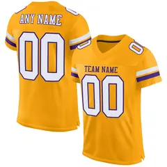 Gold White-Purple Mesh Football Jersey 1
