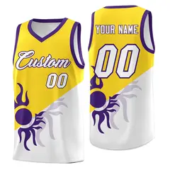 Gold White Radiant Sun Two Tone Athletic Basketball Jersey 1