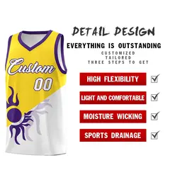 Gold White Radiant Sun Two Tone Athletic Basketball Jersey 3