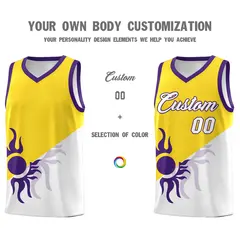 Gold White Radiant Sun Two Tone Athletic Basketball Jersey 4