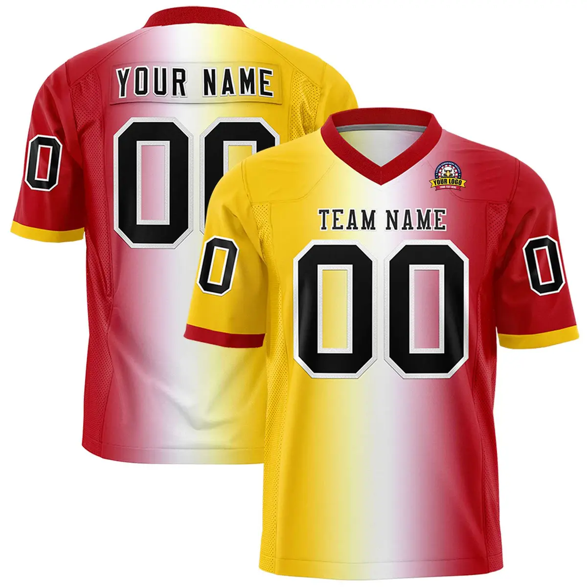 Gold White-Red Gradient Fashion Authentic Football Jersey