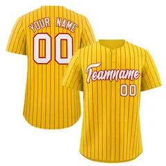 Gold White-Red Stripe Authentic Fashion Baseball Jersey