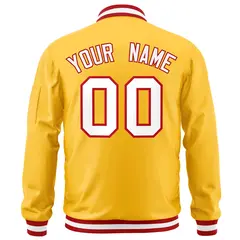 Gold White-Red Varsity Full-Zip Letterman Bomber Jacket 4