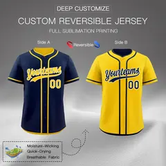 Gold White Reversible Baseball Jersey Moisture-Wicking 2