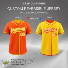 Gold White Reversible Baseball Jersey Moisture-Wicking 2