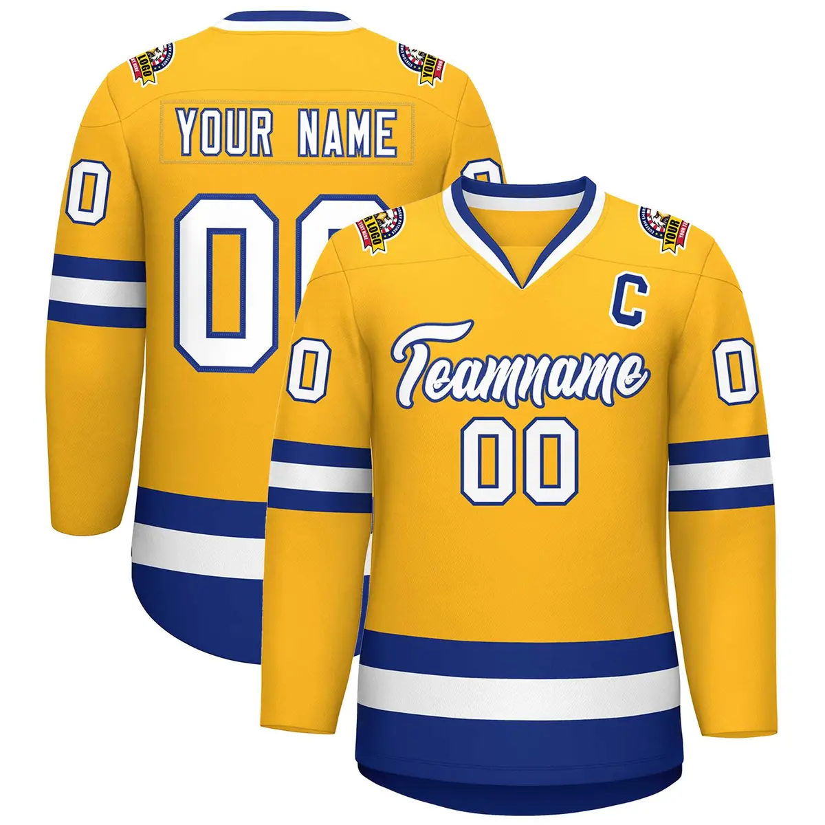 Gold White-Royal Classic Hockey Jersey