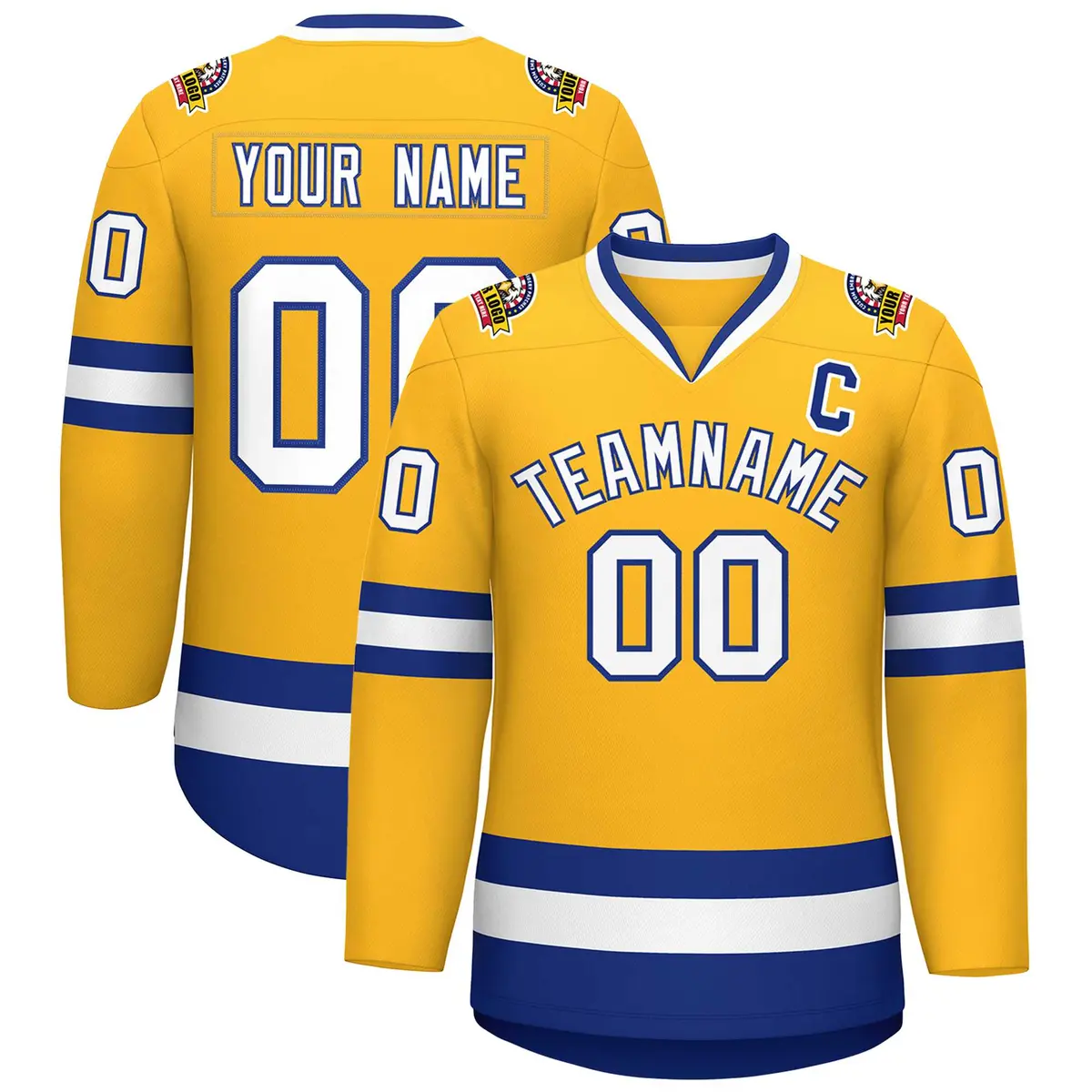 Gold White-Royal Classic Hockey Jersey