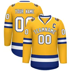 Gold White-Royal Classic Hockey Jersey 1