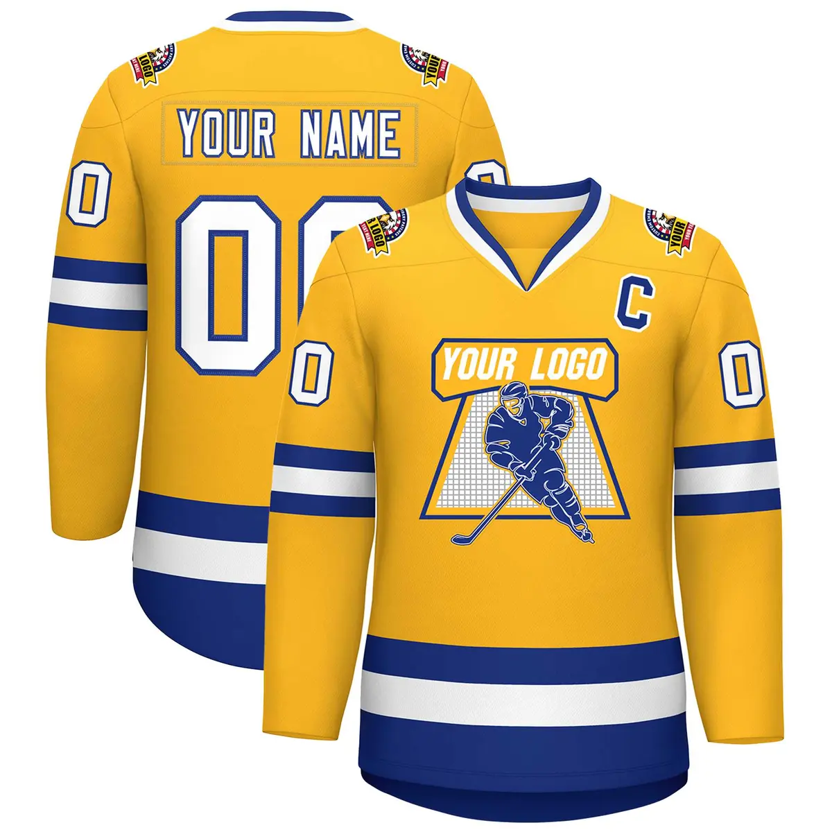 Gold White-Royal Classic Hockey Jersey